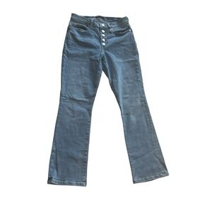 Banana Republic Size 25 Mid-Rise Crop Flare Jeans Light Wash Premium Button Fly